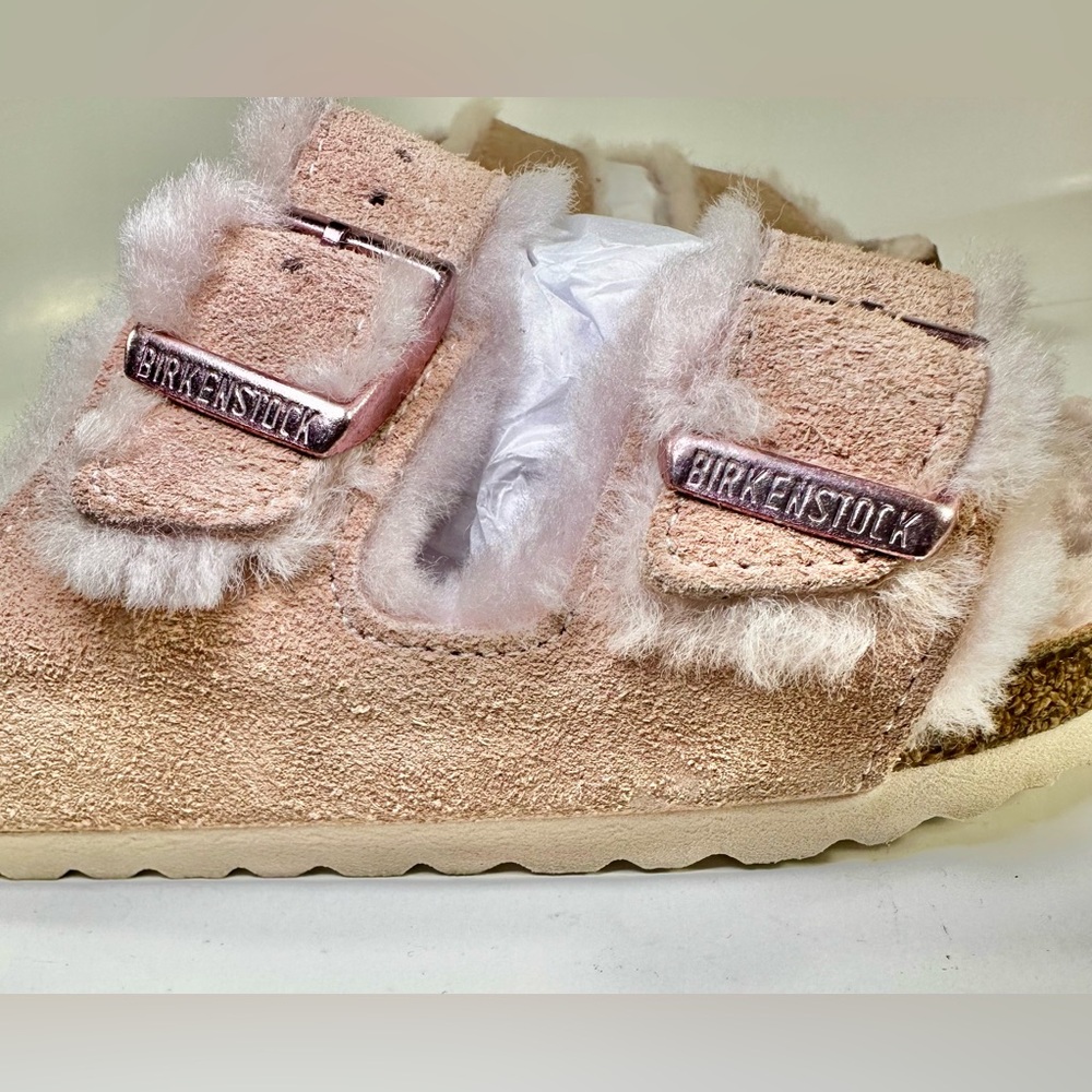 Birkenstock Arizona Shearling Light Rose Pink Fur Slide Sandals EU 35 - Picture 9 of 15
